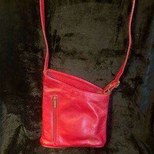 Vera Pelle Red Leather Crossbody Shoulder Bag